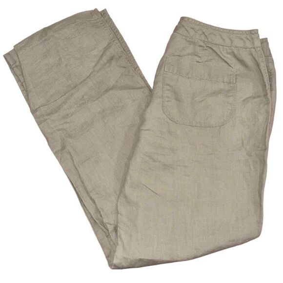 Cynthia Rowley Womens 8 100% Linen Lightweight Solid Khaki Colored Casual Pants - Picture 1 of 10